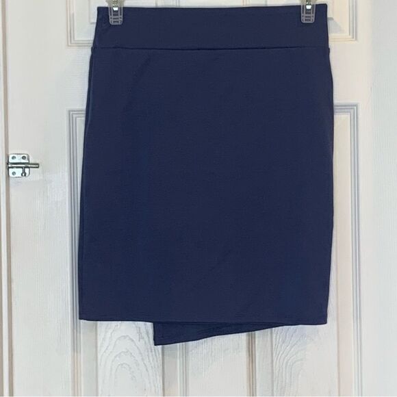 14th & Union Ponte Knit Faux Wrap Skirt Blue Size Small - Picture 9 of 9